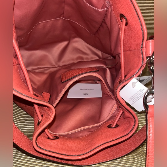 NWT COACH Avery Leather Drawstring Bucket Bag in Tea Rose/Coral - Picture 11 of 14